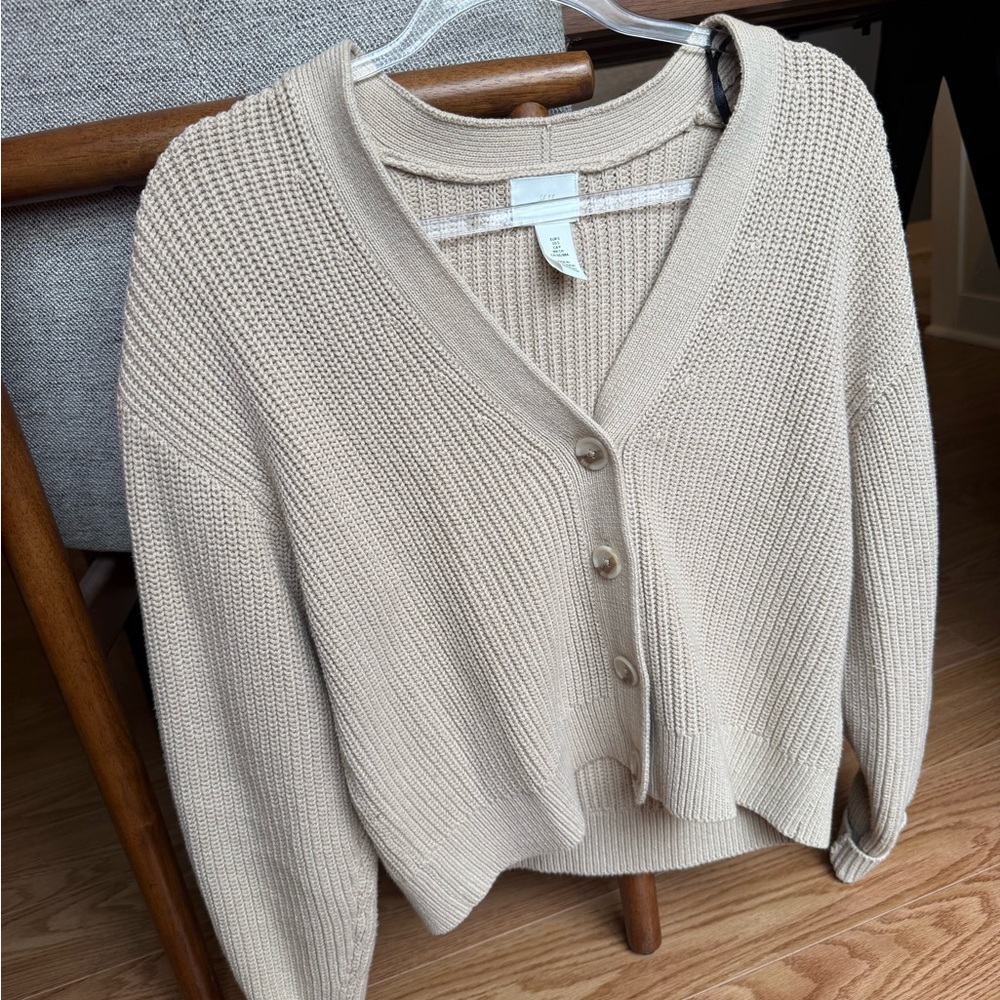 H&M Cream Button-Up Cardigan